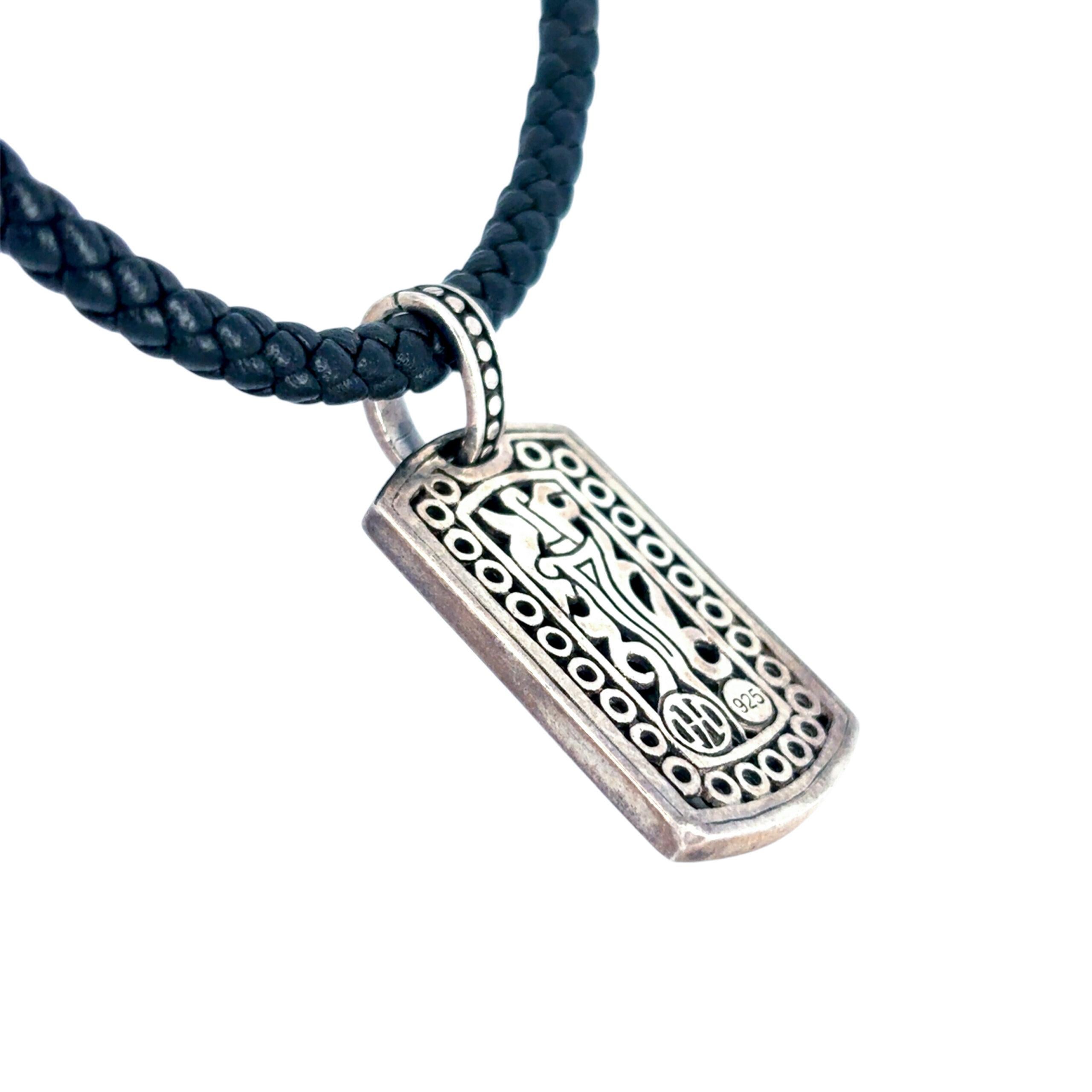 John Hardy Dayak - Collana con medaglietta in pelle in argento 925 in vendita 2