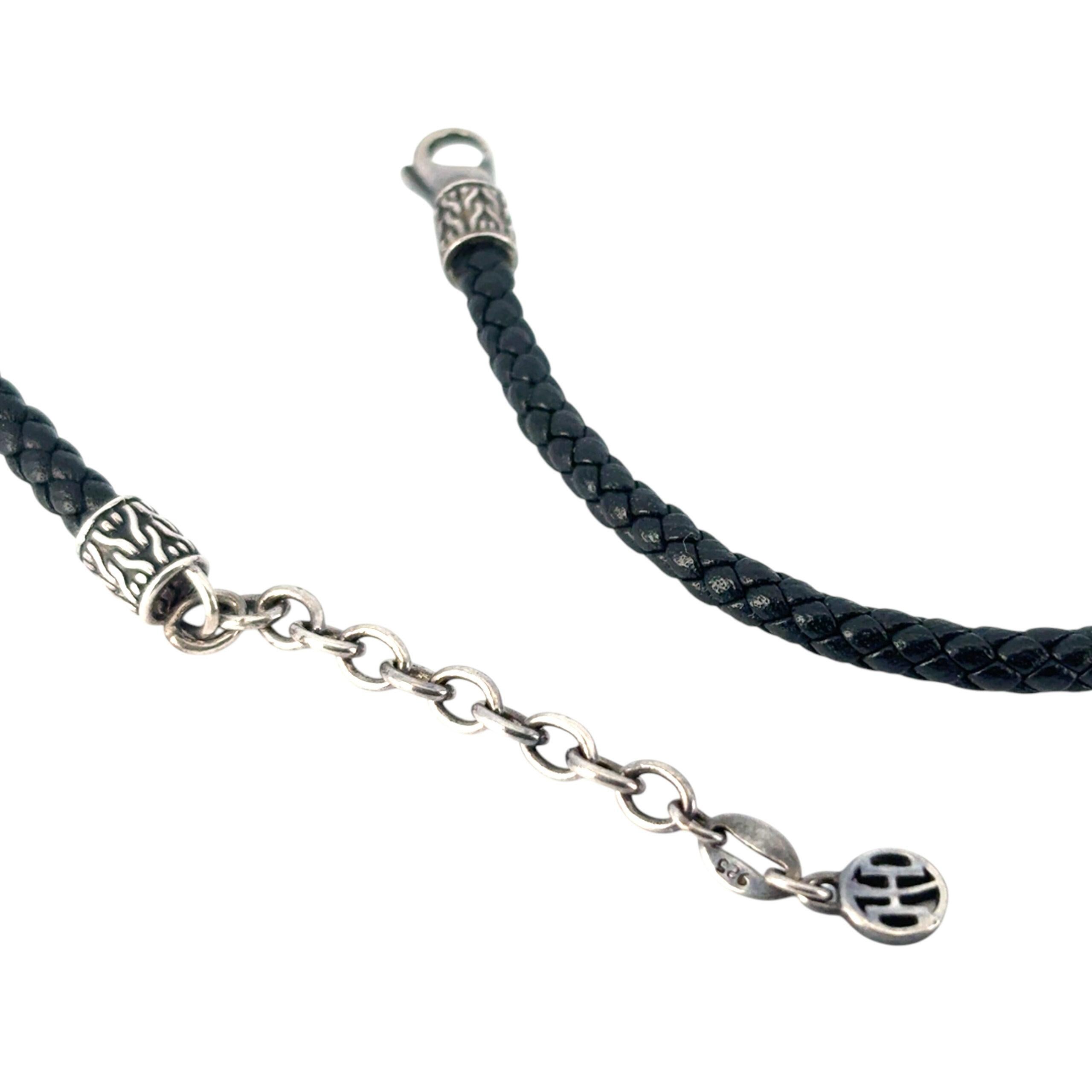 John Hardy Dayak - Collana con medaglietta in pelle in argento 925 in vendita 4