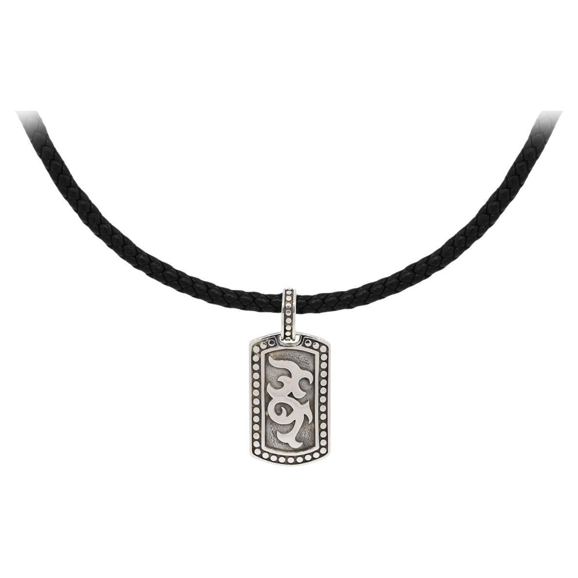John Hardy Dayak - Collana con medaglietta in pelle in argento 925 in vendita