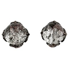 John Hardy Diamant-Ohrringe aus 18 Karat Gelbgold und Sterlingsilber mit Cabochon-Kristall