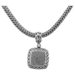 John Hardy Diamond Pendant on Large Woven Chain