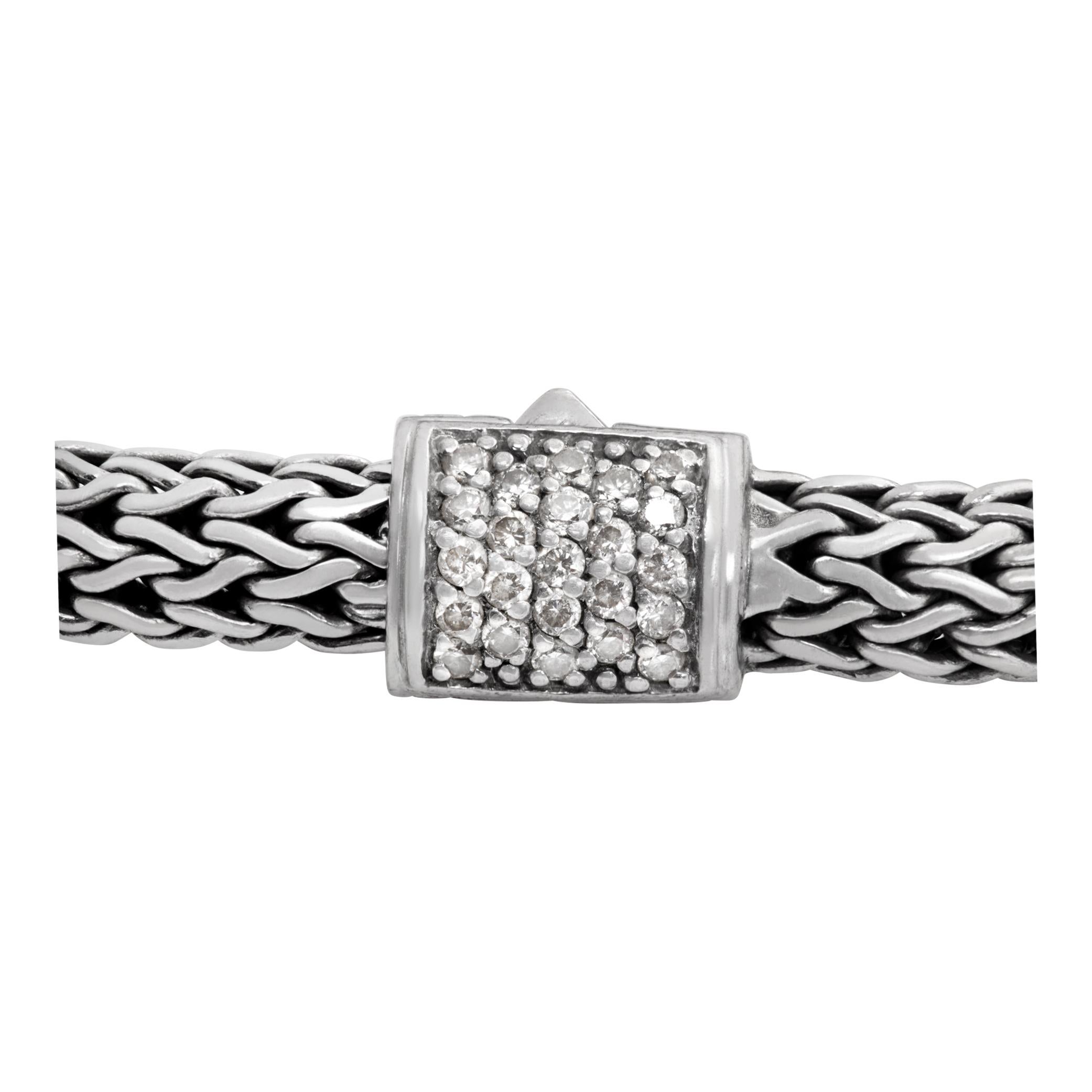 John Hardy diamond sterling silver bracelet In Excellent Condition For Sale In Surfside, FL