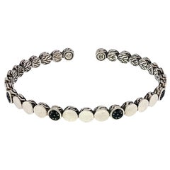John Hardy Dot Black Sapphire Bracelet Flex Cuff Sterling Silver