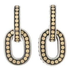 John Hardy Dot Brushed Drop Earrings, Sterling and 1/3 18 Karat Gold Pierced