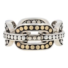 John Hardy Dot Brushed Ring, Sterling and 1/3 18 Karat Gold Statement Band