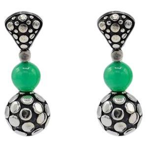 John Hardy Dot Chrysoprase Sterling Silver Dangle Drop Bead Earrings John Hardy Dot Chrysoprase Sterling Silver Dangle Drop Bead Earrings