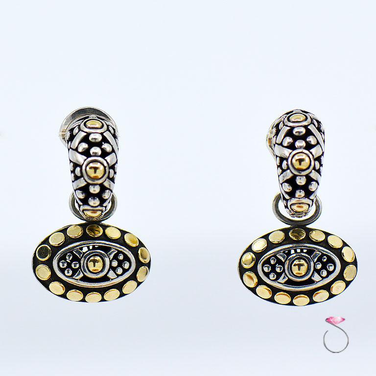 Artist John Hardy Dot Collection Earrings, Sterling Silver and 18 Karat Yellow Gold
