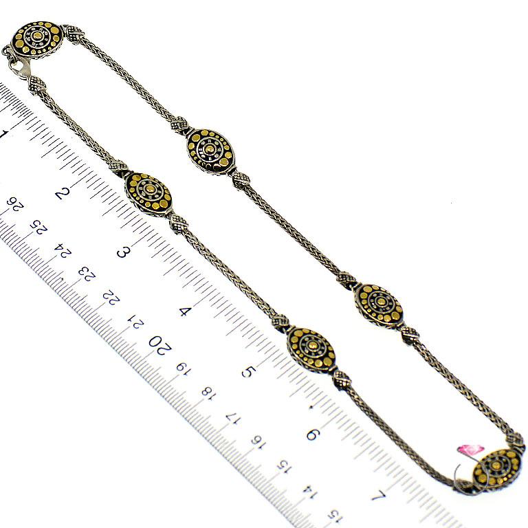 Artist John Hardy Dot Collection Necklace, Sterling Silver and 18 Karat Yellow Gold For Sale