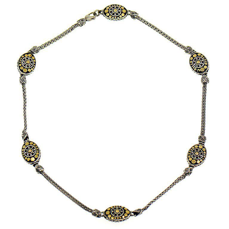 John Hardy Dot Collection Necklace, Sterling Silver and 18 Karat Yellow Gold For Sale