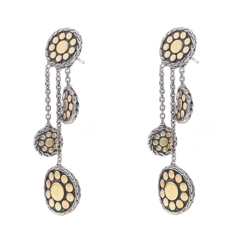 Donna Orecchini Dot Dot Dot di John Hardy - Argento 925, oro giallo 18k, con chiusura a forchetta