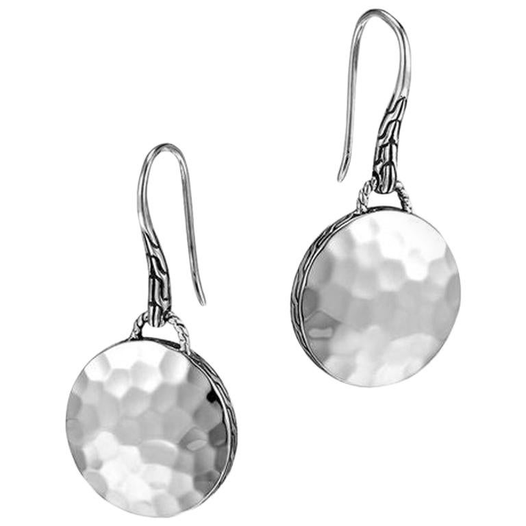 John Hardy Dot Drop Hammered Earring EB7154 For Sale