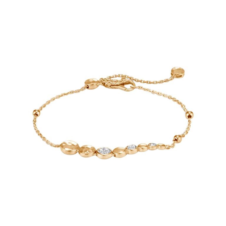 John Hardy Dot Hammered Pull Through Bracelet with Diamonds