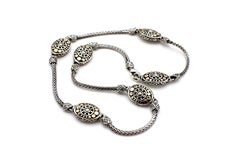 John Hardy Dot Jaisalmer Gold and Sterling Silver Oval Station Sautoir Necklace