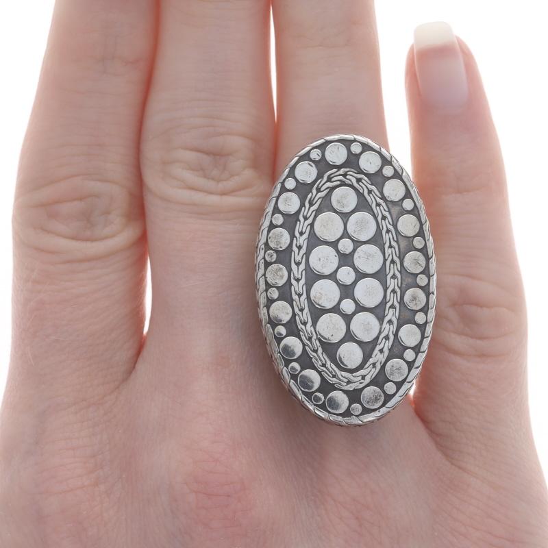 John Hardy Dot Oval Ring - Sterling Silver 925 Statement In Excellent Condition For Sale In Greensboro, NC