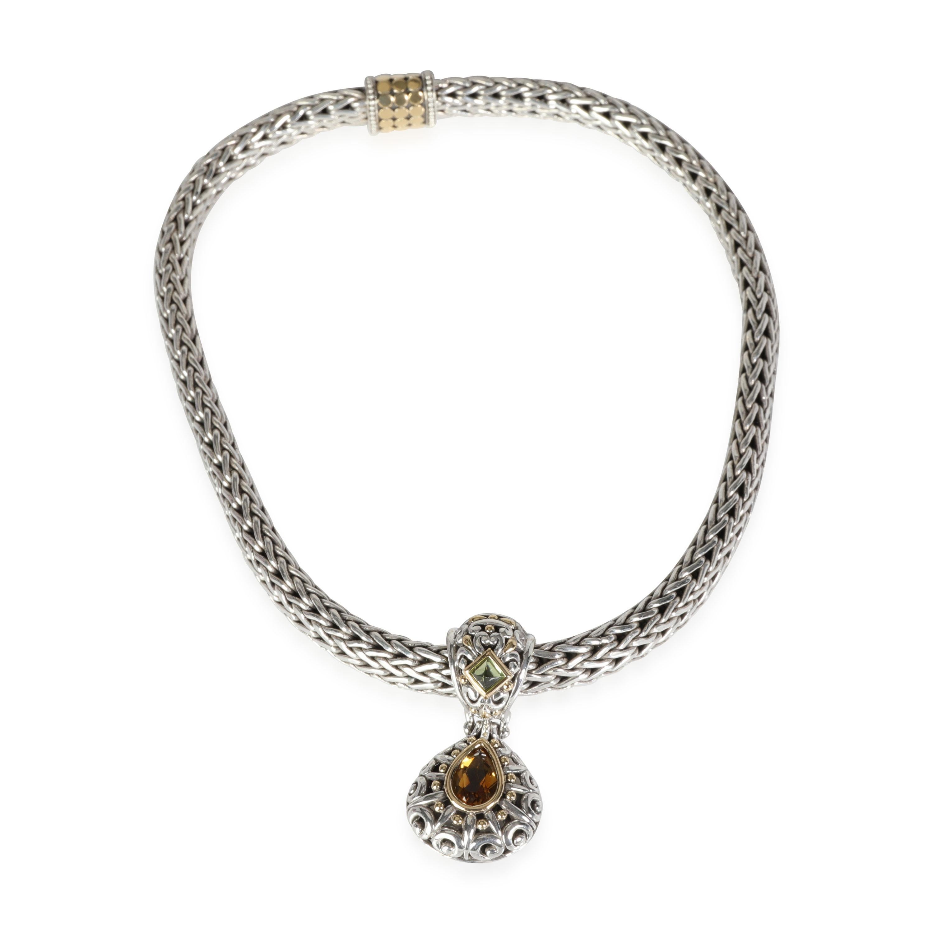 John Hardy Dot Peridot Citrin-Halskette aus 18K Gelbgold/Sterling Silber Damen