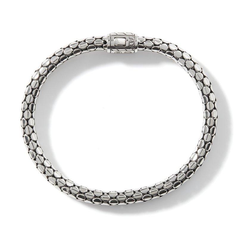 Dot silver small chain bracelet with pusher clasp, Size UL