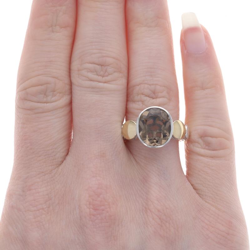 Oval Cut John Hardy Dot Smoky Quartz Solitaire Ring - Sterling 925 Yellow Gold 18k Oval