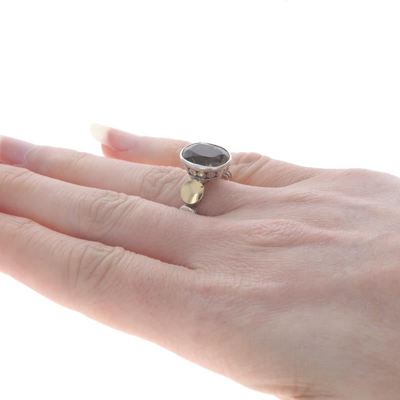 Women's John Hardy Dot Smoky Quartz Solitaire Ring - Sterling 925 Yellow Gold 18k Oval