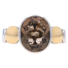 John Hardy Dot Smoky Quartz Solitaire Ring - Sterling 925 Yellow Gold 18k Oval
