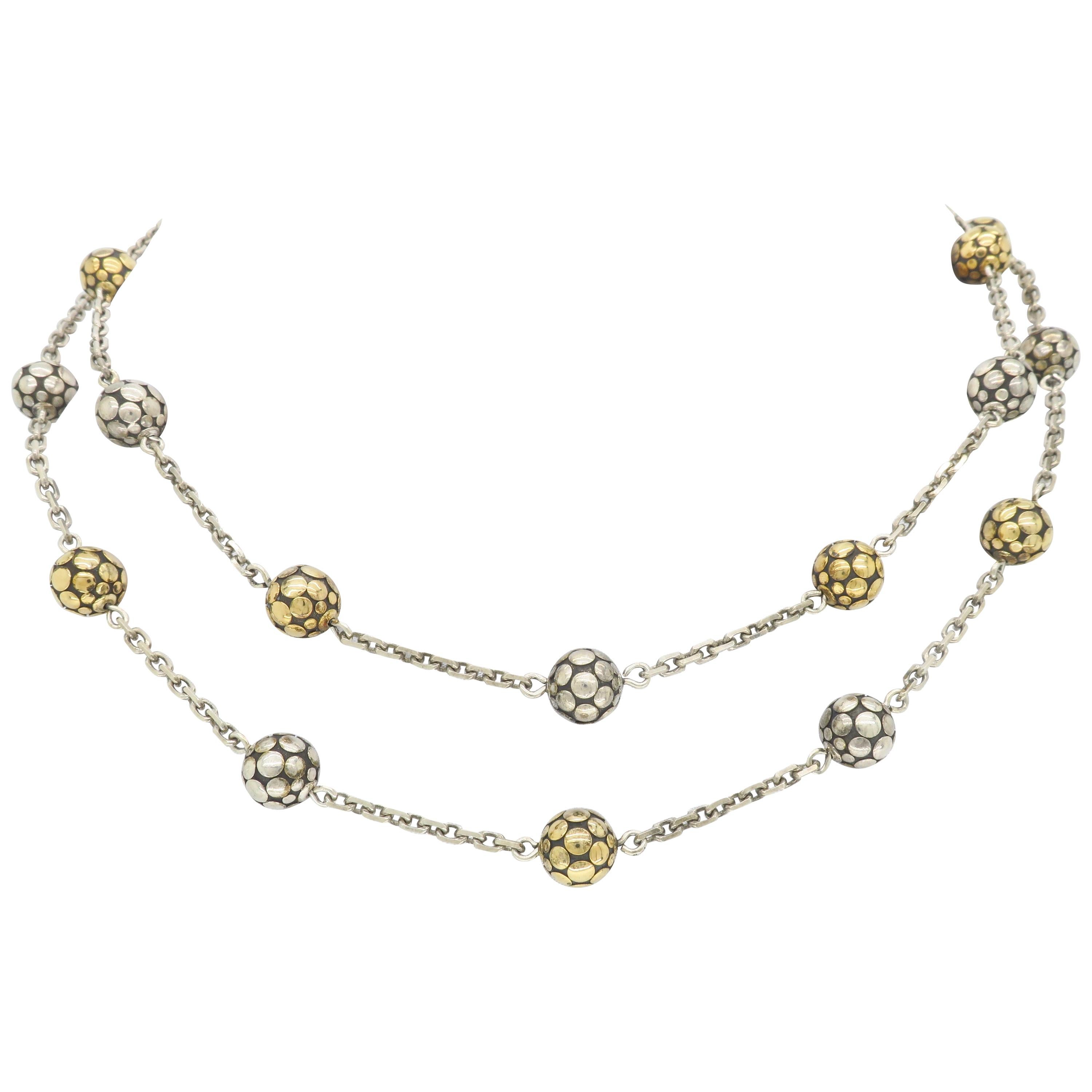 John Hardy "Dot" Station Necklace in 18 Karat and Sterling Silver