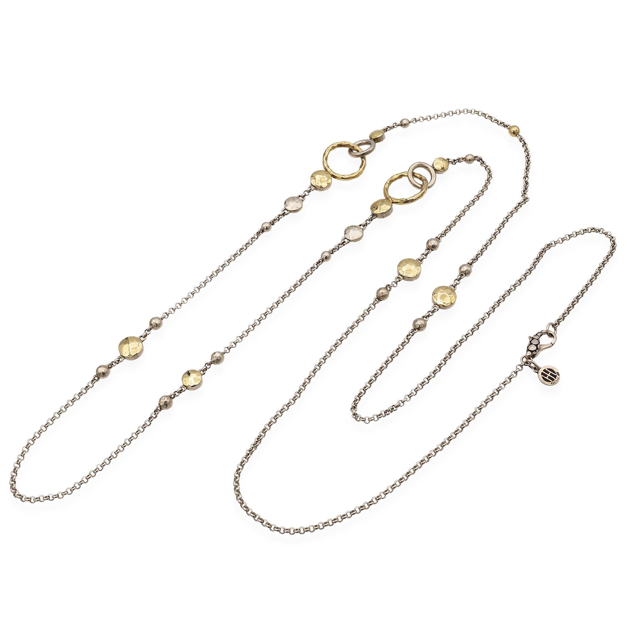 John Hardy Dot Dot in argento sterling e oro giallo 18 carati - Collana a stazioni In condizioni buone in vendita a New York, NY