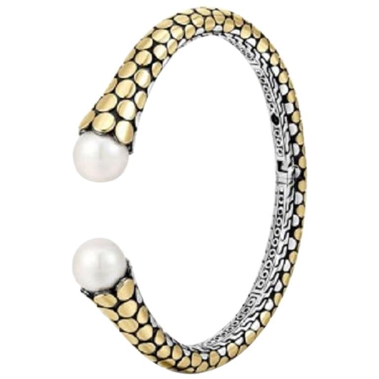 John Hardy Dot Yellow Gold and Silver Pearl Kick Cuff, CZ39302XM