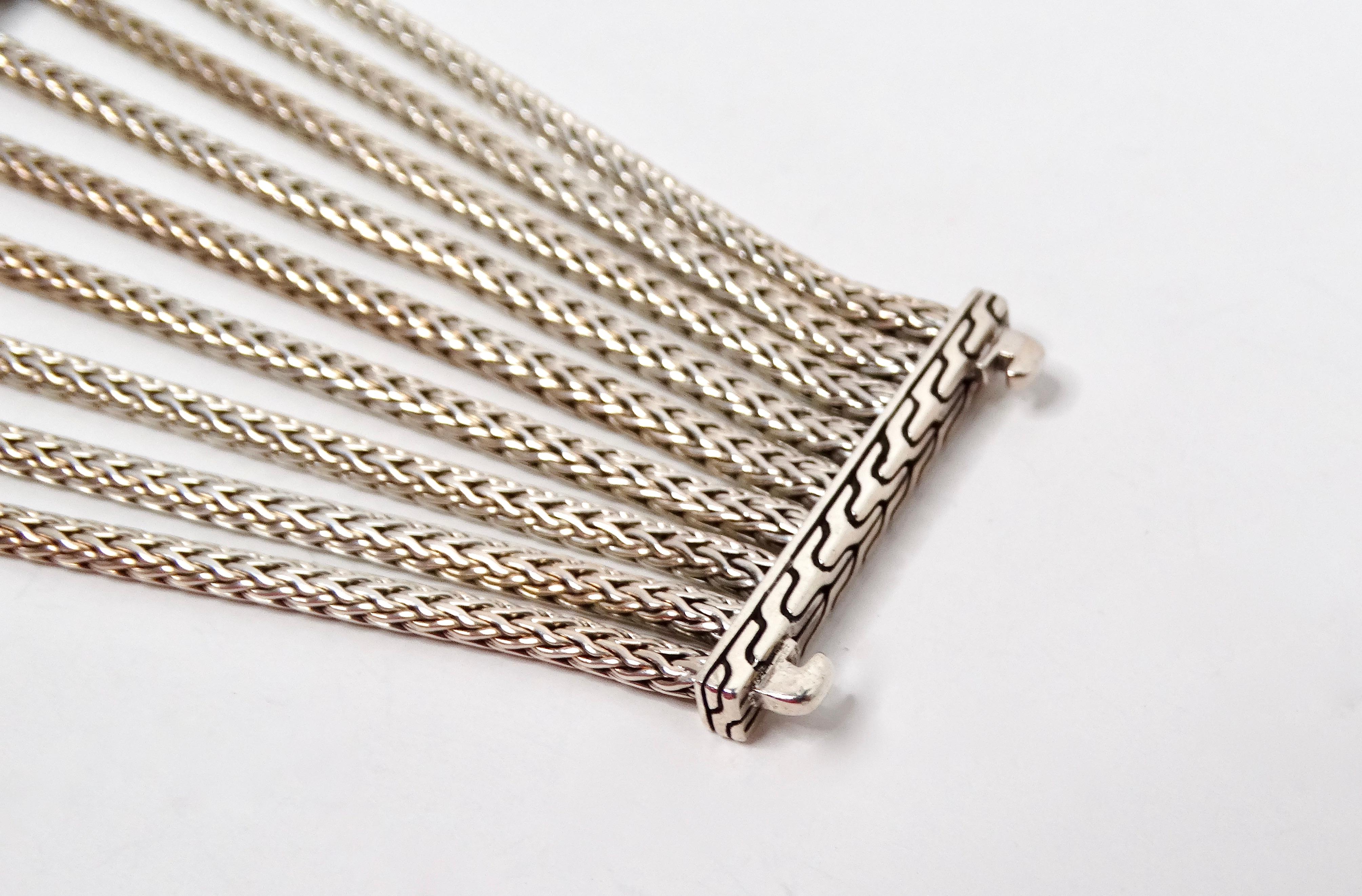 Women's John Hardy Dragon Motif Pendant 18k Gold & Sterling Silver 9-Strand Bracelet For Sale