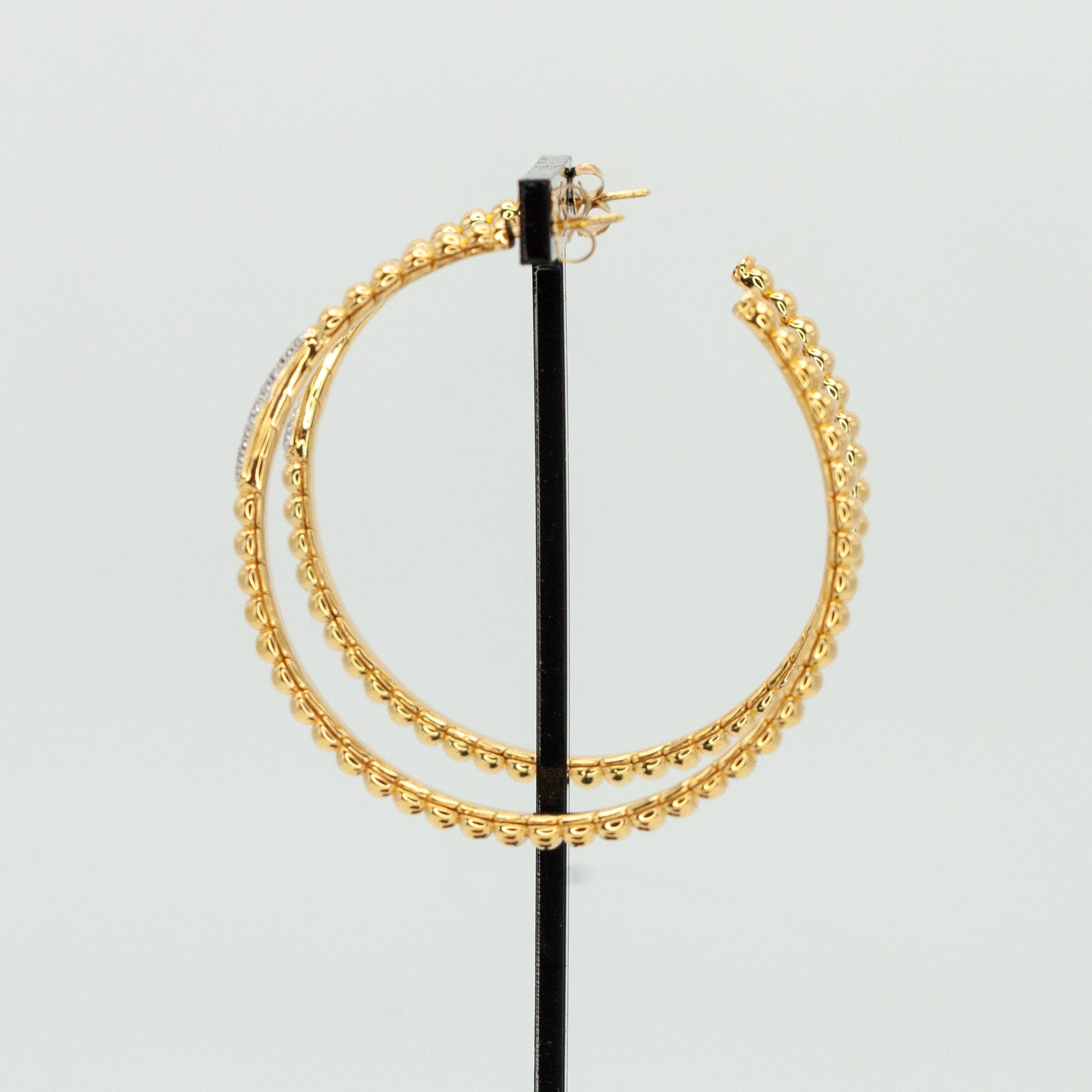 I John Hardy Electroform Bedeg Collection 18K YG Pavé Diamant Large Hoop Earrings en vente 1