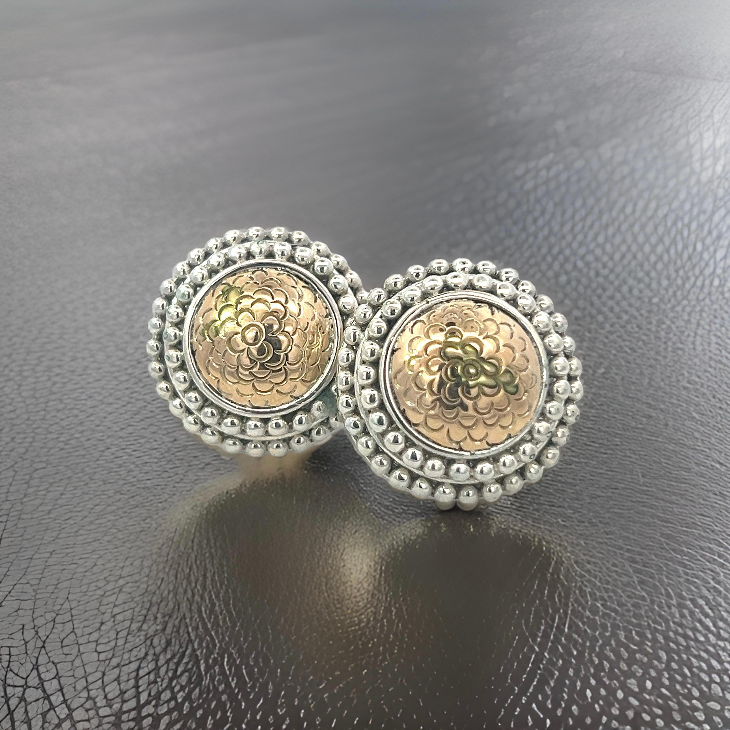 John Hardy Estate Orecchini a clip in argento e oro giallo 18k in vendita 3