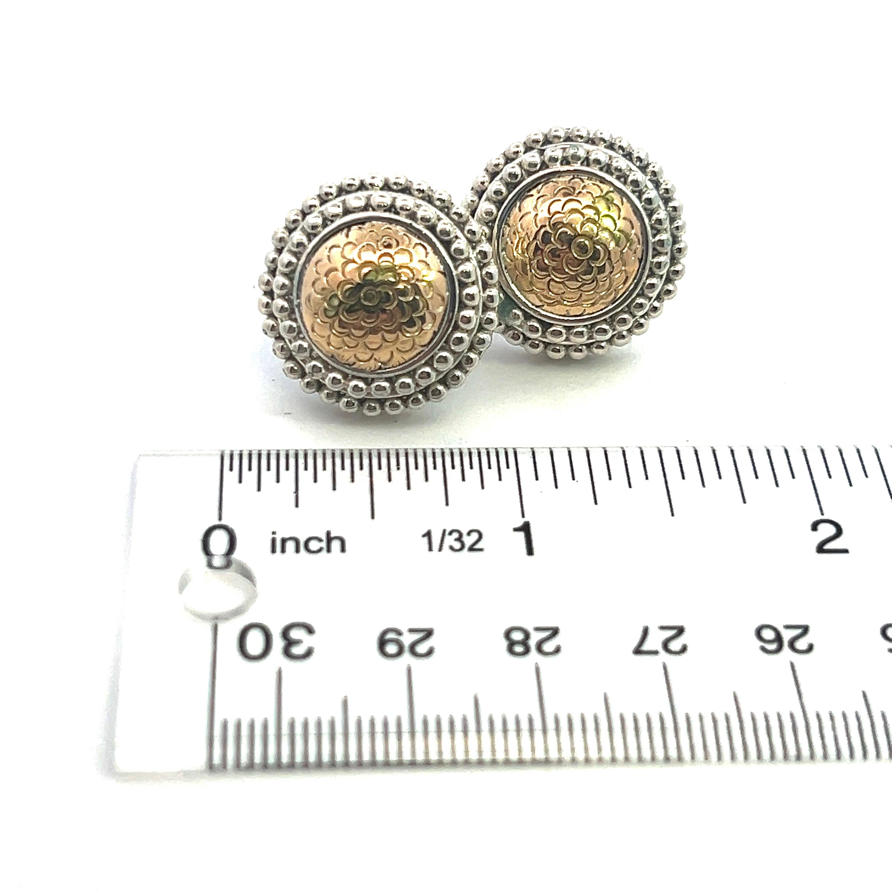 John Hardy Estate Orecchini a clip in argento e oro giallo 18k in vendita 5