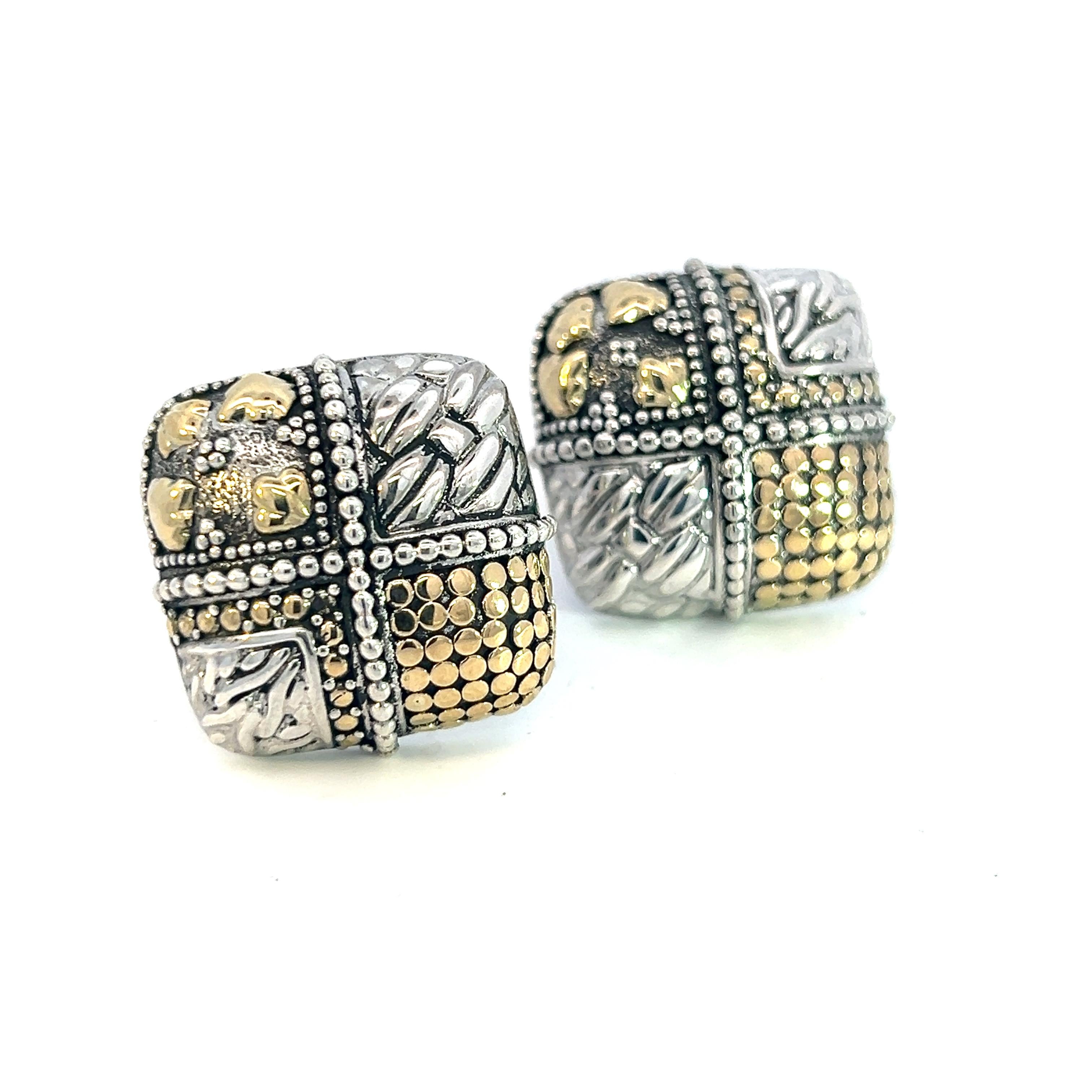 Authentic John Hardy Estate Clip-on Earrings Sterling Silver 18k Y Gold JH69

TRUSTED SELLER SINCE 2002

PLEASE SEE OUR HUNDREDS OF POSITIVE FEEDBACKS FROM OUR CLIENTS!!

FREE SHIPPING!!

DETAILS
Style: Clip-on Earrings
Weight: 17.3 Grams
Metal: