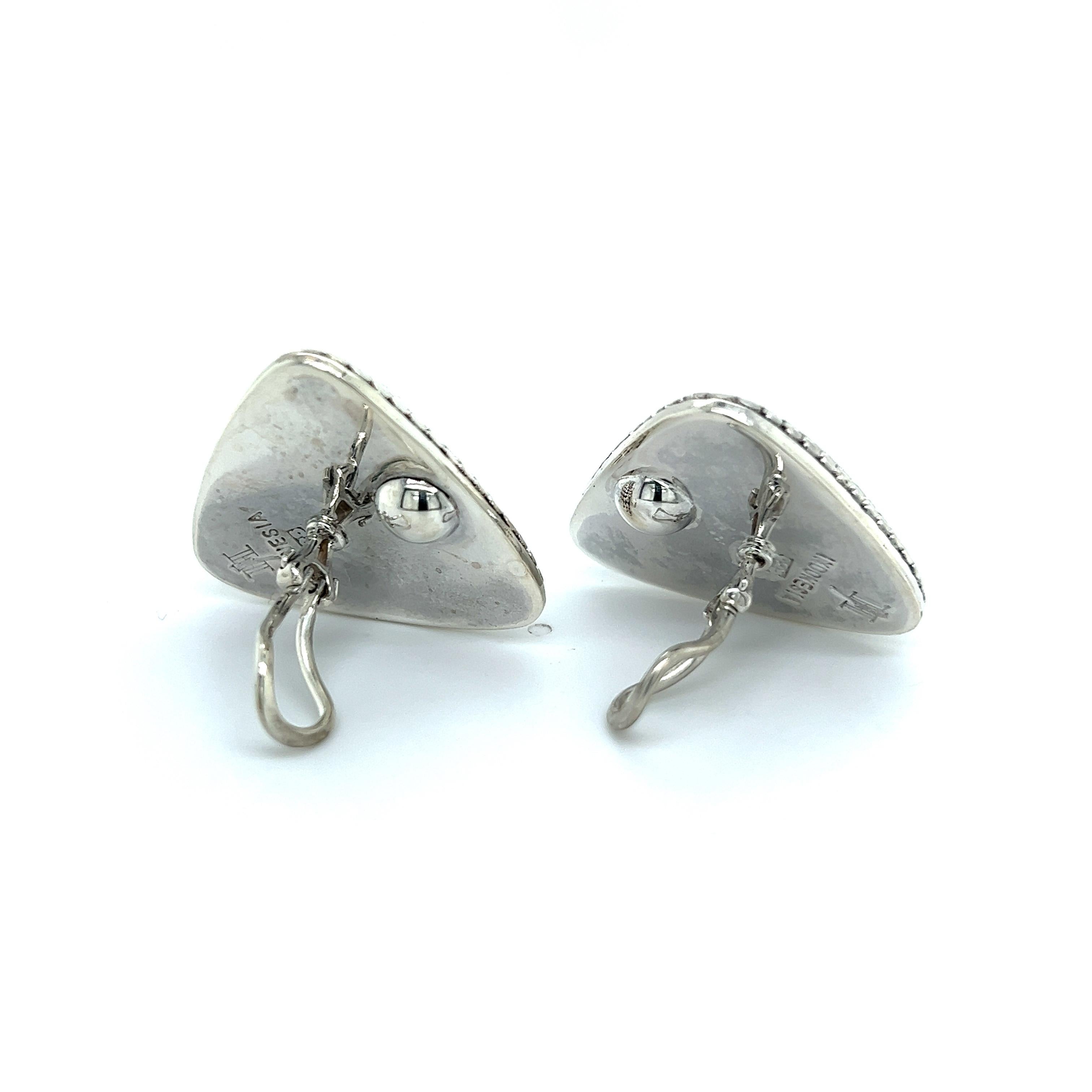 John Hardy Estate Clip auf Dreieck Dot Ohrringe Silver 1