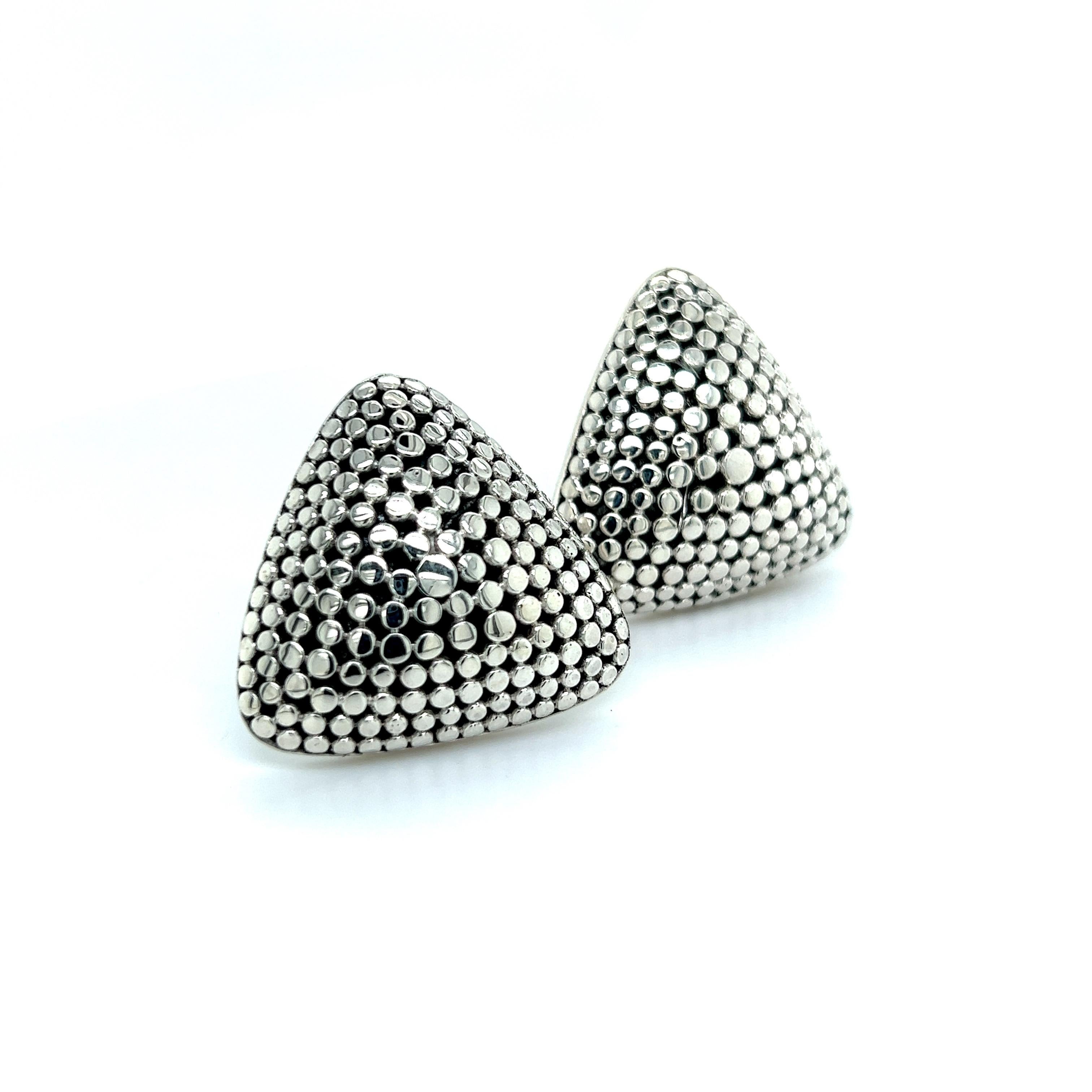 John Hardy Estate Clip auf Dreieck Dot Ohrringe Silver 2
