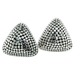 Retro John Hardy Estate Clip on Triangle Dot Earrings Silver 