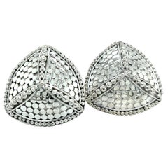 Vintage John Hardy Estate Clip on Triangle Dot Earrings Silver 