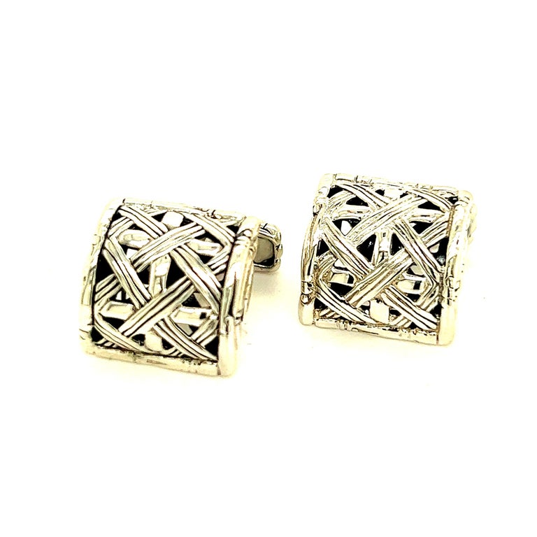 John Hardy Estate Cufflinks Sterling Silver In Good Condition For Sale In Brooklyn, NY