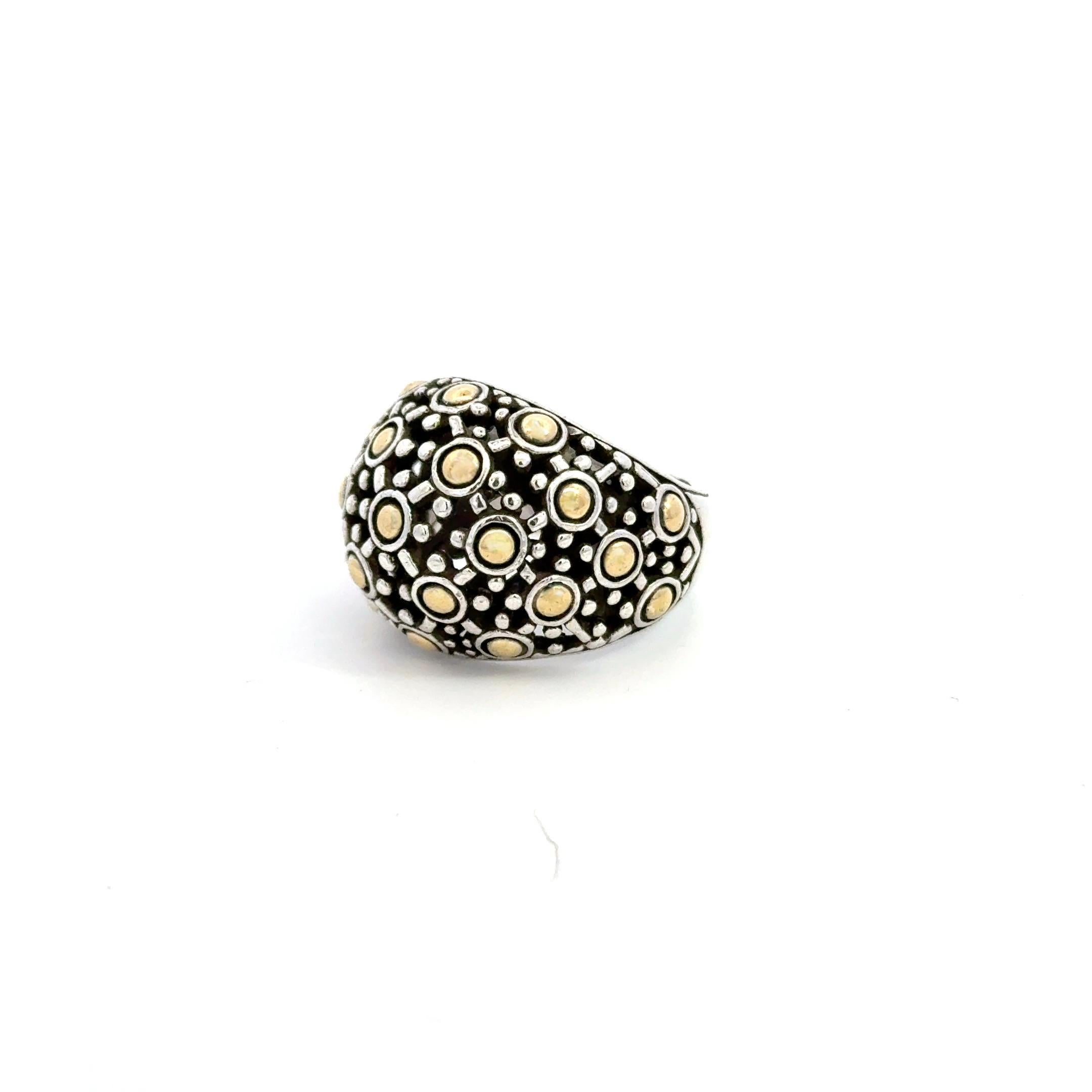 John Hardy Dome Ring Size 5.75 Sterling Silver + 18KT Estate For Sale 6