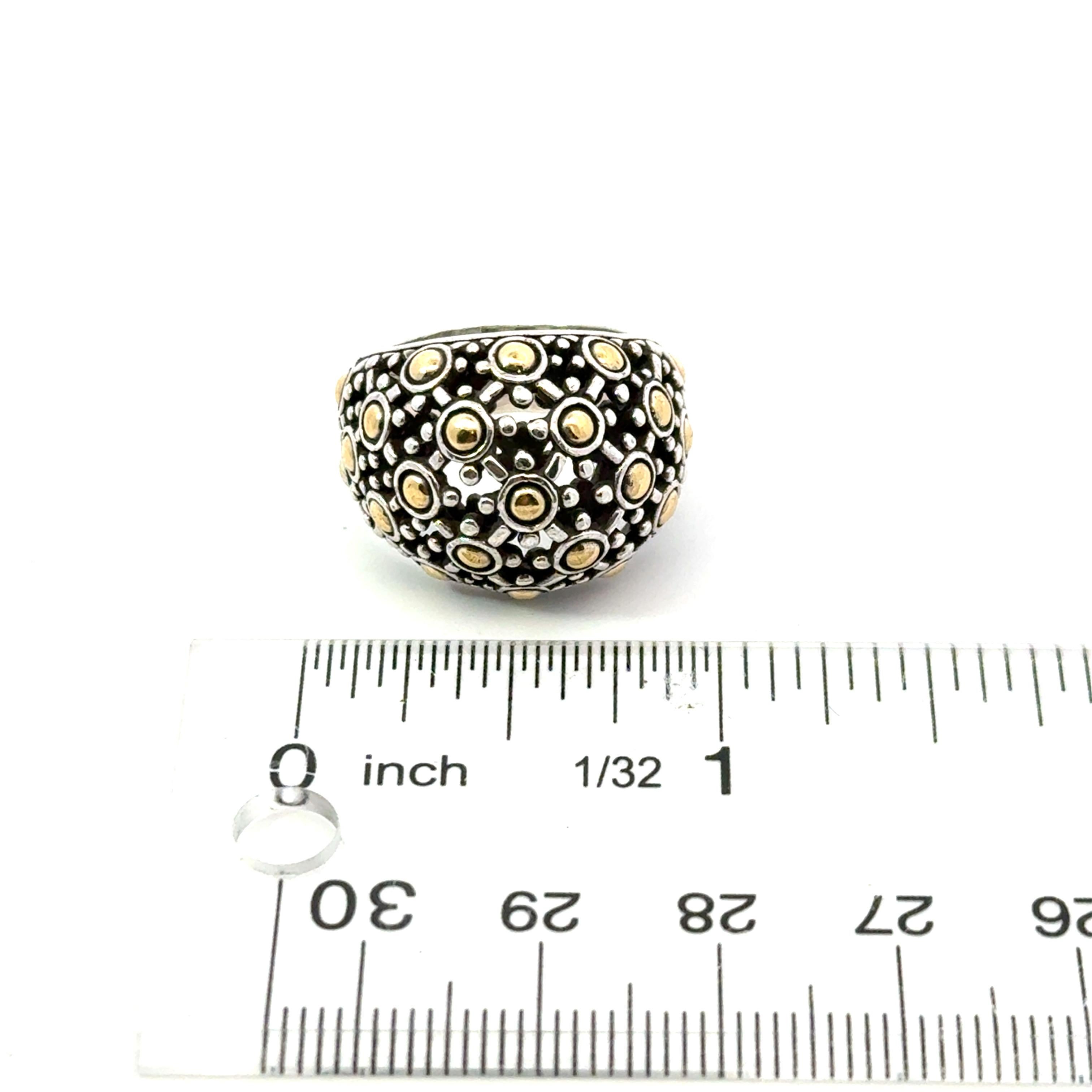 John Hardy Dome Ring Size 5.75 Sterling Silver + 18KT Estate For Sale 7