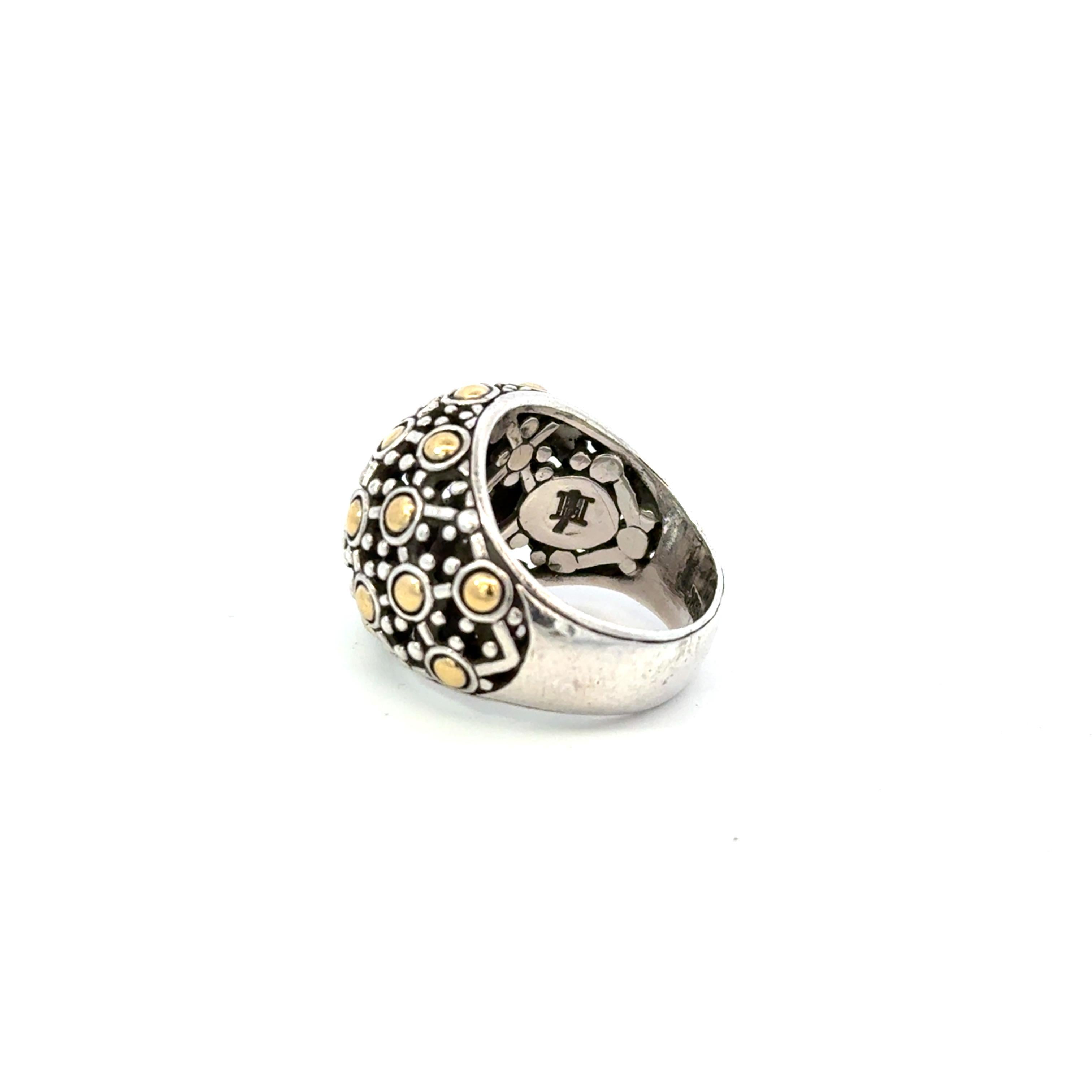 John Hardy Dome Ring Size 5.75 Sterling Silver + 18KT Estate For Sale 2