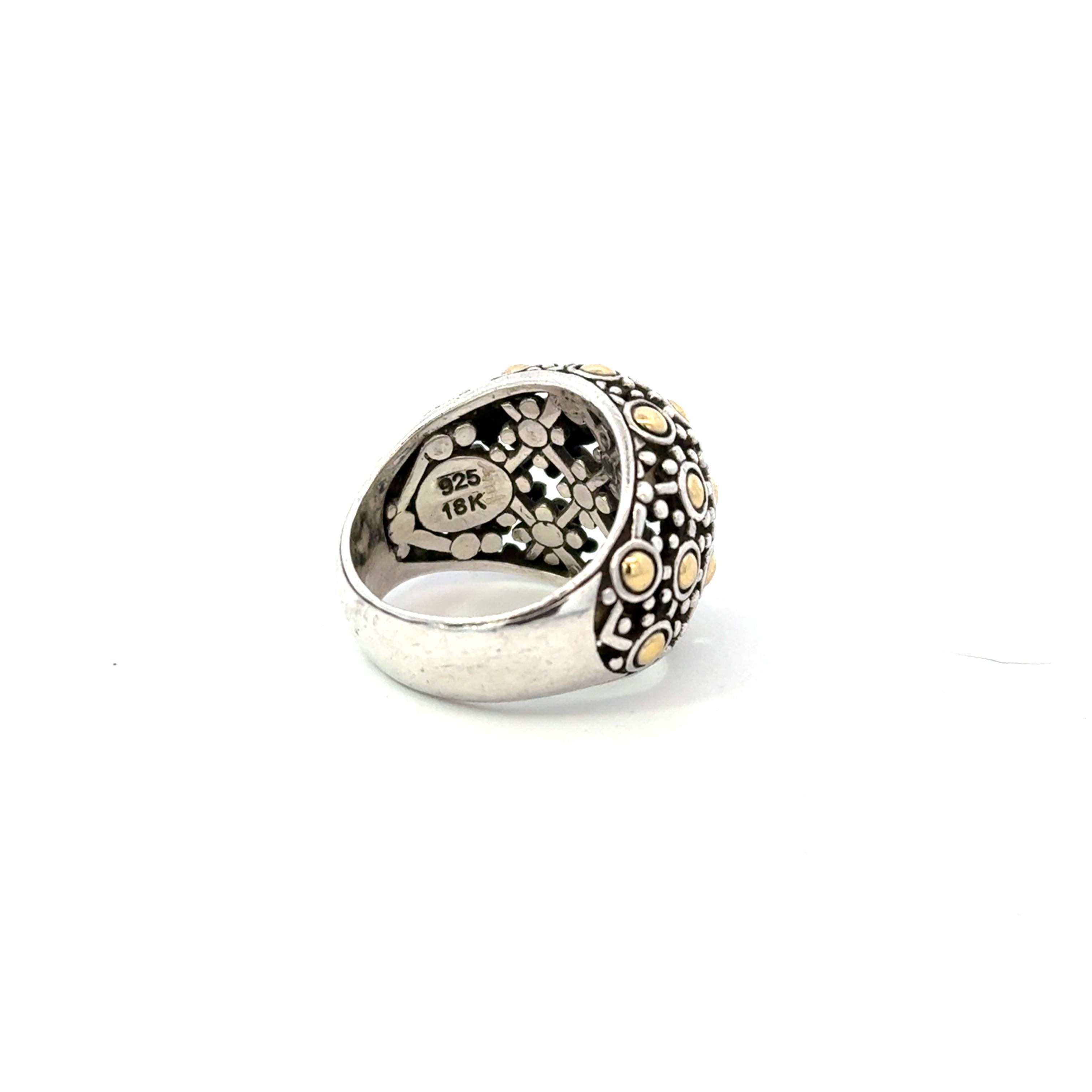 John Hardy Dome Ring Size 5.75 Sterling Silver + 18KT Estate For Sale 3