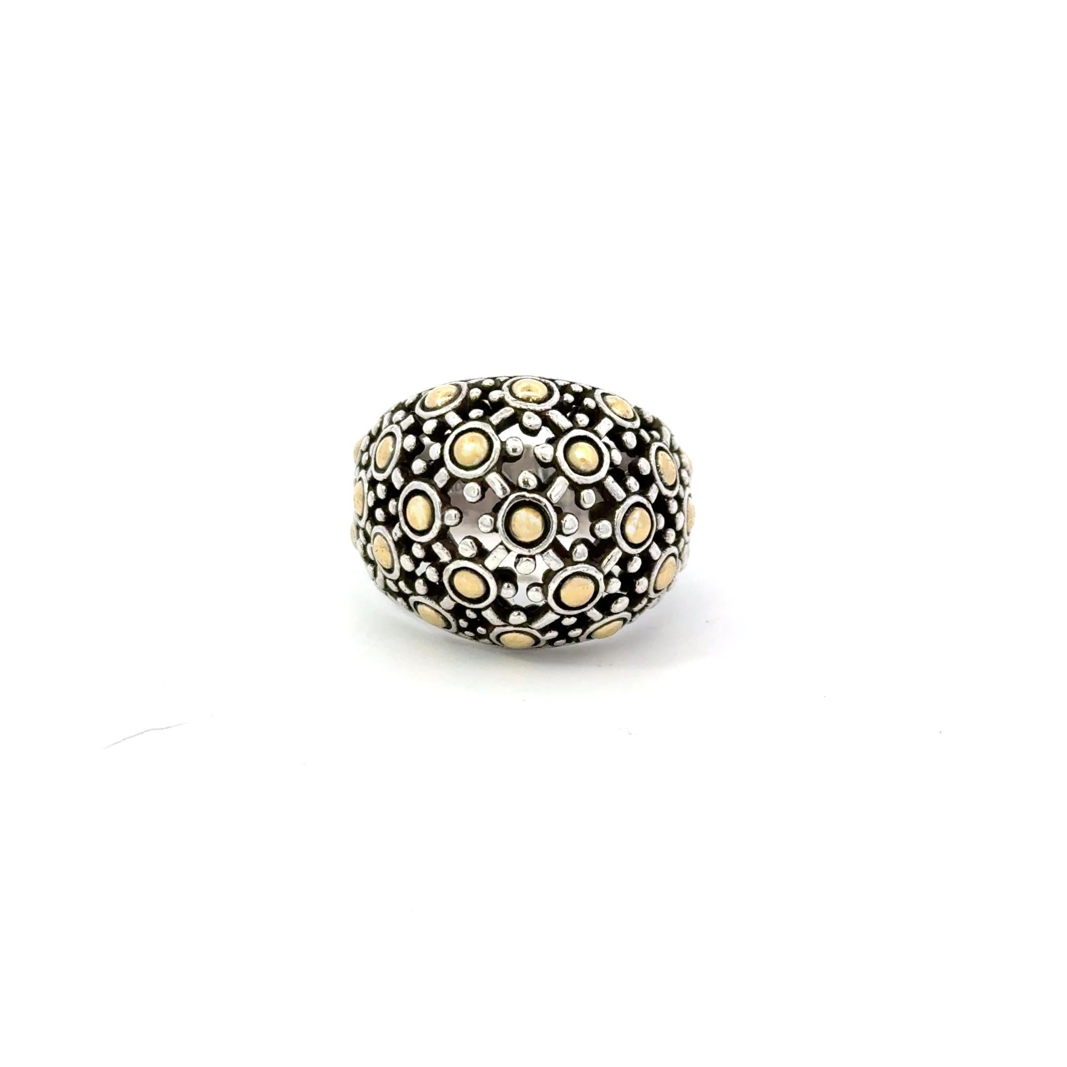 John Hardy Dome Ring Size 5.75 Sterling Silver + 18KT Estate For Sale 4