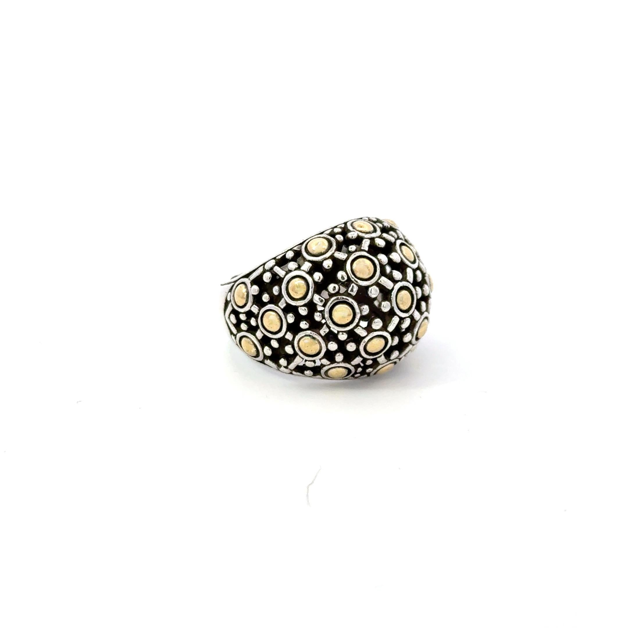 John Hardy Dome Ring Size 5.75 Sterling Silver + 18KT Estate For Sale 5