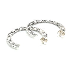 John Hardy Estate Dot Flat Hoop Earrings 1.95" Sterling Silver