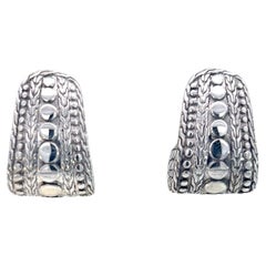 John Hardy Estate Dot Nuansa J Hoop Earrings Sterling Silver