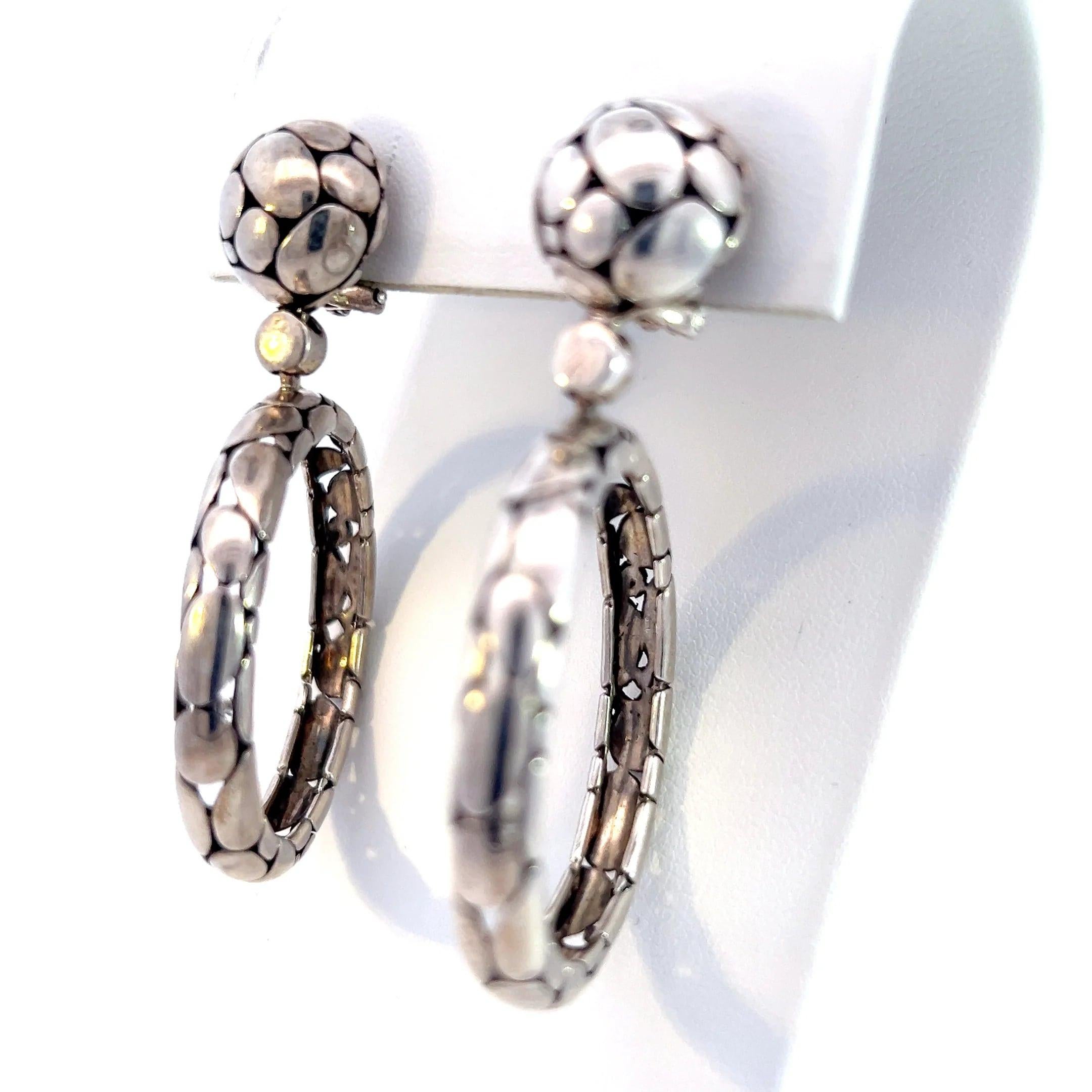 John Hardy Estate Earrings Silver In Good Condition For Sale In Brooklyn, NY