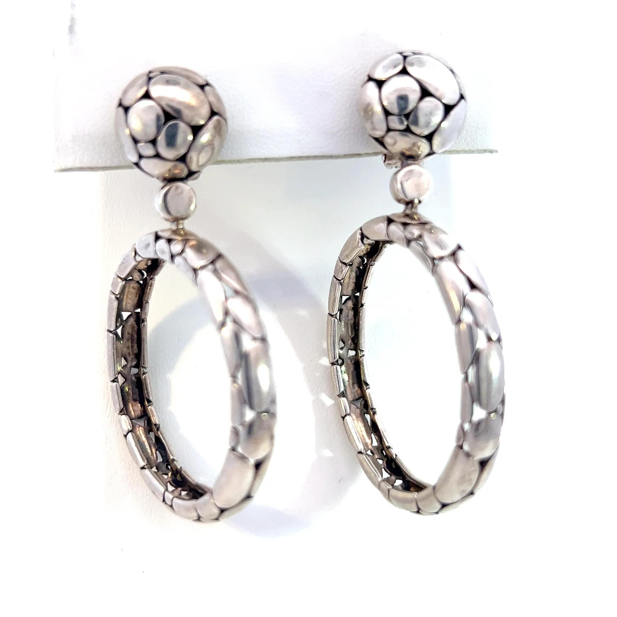 John Hardy Estate Earrings Silver For Sale 2
