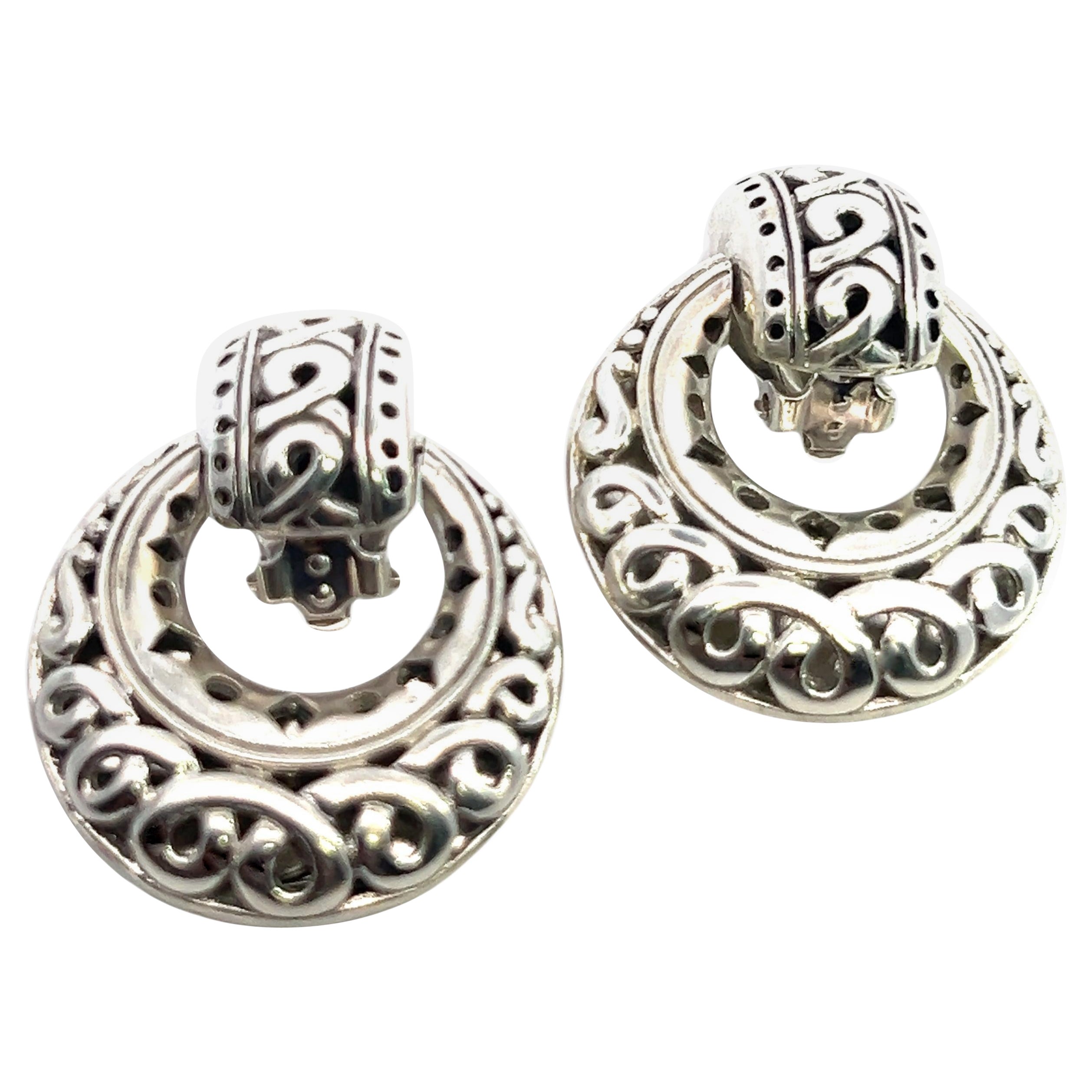 John Hardy Estate Orecchini a clip con battente in filigrana da 1,5" Silver