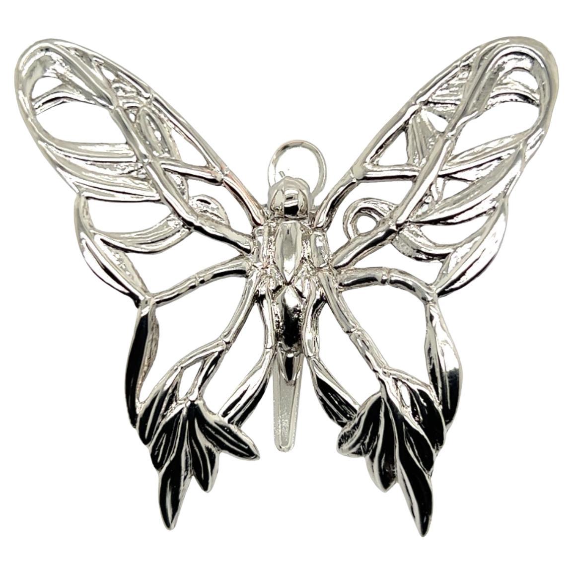 John Hardy Estate Damen Schmetterling Brosche & Schal Clip Rhodium plattiert