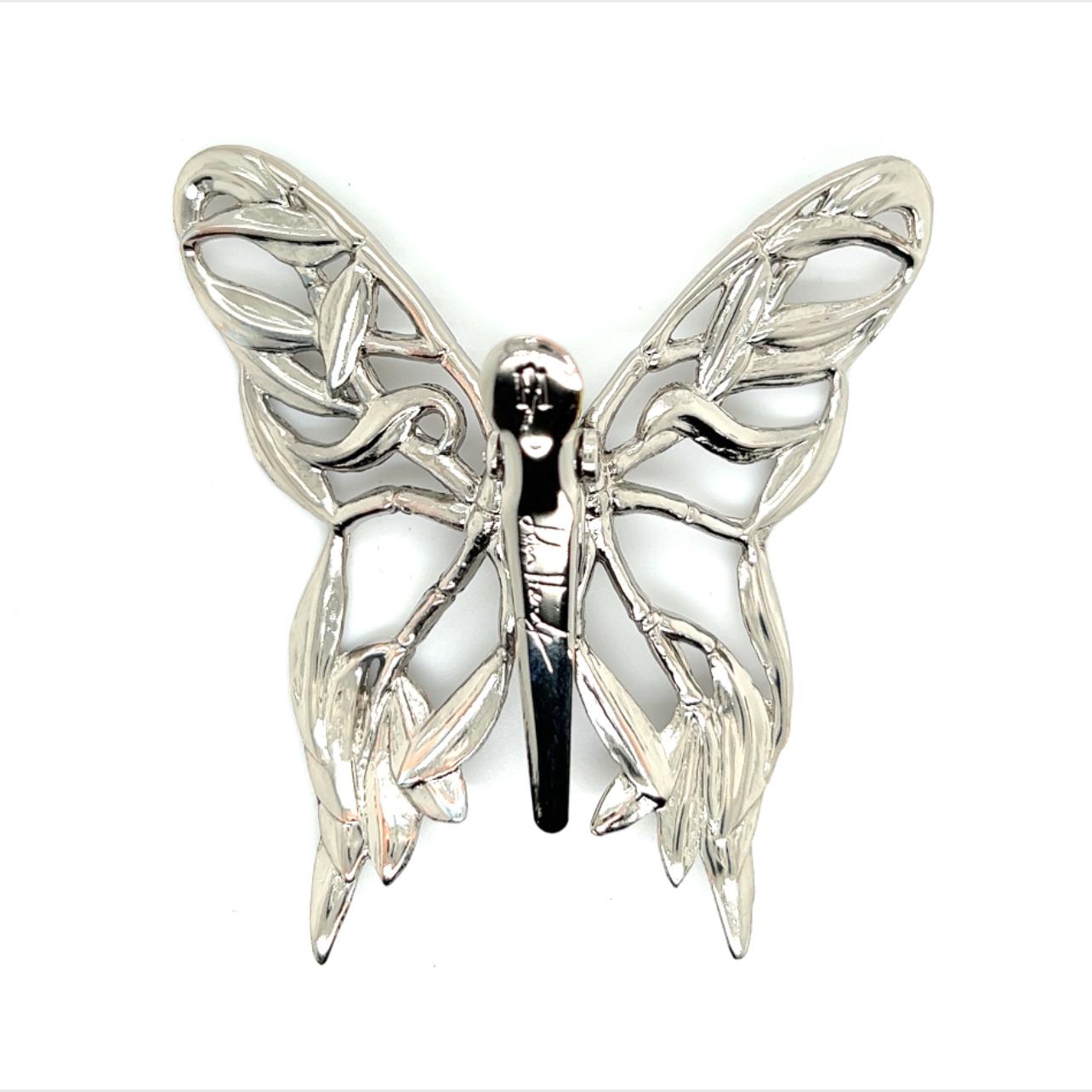 Women's John Hardy Estate Ladies Butterfly Brooch & Scarf Clip Rhodium Plated For Sale