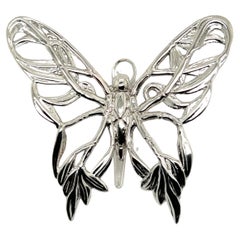 John Hardy Estate Ladies Butterfly Brooch & Scarf Clip Silver+Rhodium Plated